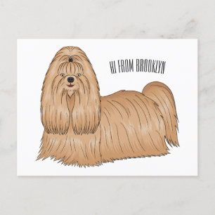 シーズー(犬)tzuロングヘアードッグ漫画イラストレーション ポストカード