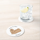 シーズー（犬）tzuロングヘアードッグ漫画イラストレーション ラウンドペーパーコースター (インサイチュ)