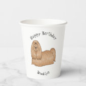 シーズー（犬）tzuロングヘアードッグ漫画イラストレーション 紙コップ (裏面)