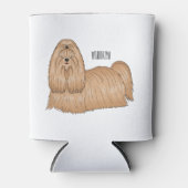 シーズー（犬）tzuロングヘアードッグ漫画イラストレーション 缶クーラー (正面)