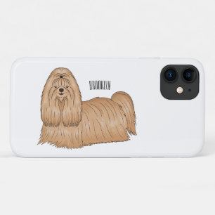 シーズー(犬)tzuロングヘアードッグ漫画イラストレーション iPhone 11 ケース