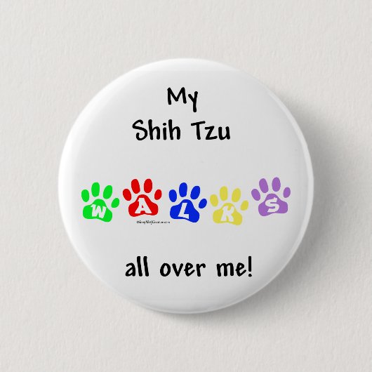 シーズー（犬）Tzu歩き回る – ボタン 缶バッジ (正面)