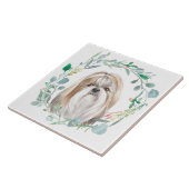 シーズー（犬）Tzu水彩リース タイル (側面)