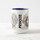 シーズー(犬)Tzu水色パーソナライズドマグカップ マグカップ (中央)