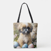 シーズー(犬)Tzu犬とイースターエッグホリデイ トートバッグ (裏面)