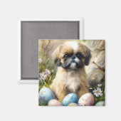 シーズー（犬）Tzu犬とイースターエッグホリデイ マグネット (正面/裏面)