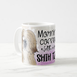 シーズー(犬)Tzu犬とモーニングコーヒーメッセージ コーヒーマグカップ