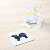 シーズー(犬)Tzu犬の品種シルエット水色 スクエアペーパーコースター (インサイチュ)