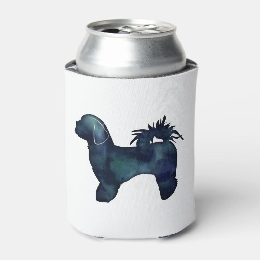 シーズー（犬）Tzu犬の品種シルエット水色 缶クーラー (缶正面)