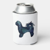 シーズー（犬）Tzu犬の品種シルエット水色 缶クーラー (缶裏面)