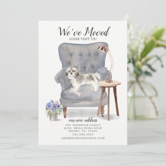 シーズー(犬)tzu犬の引っ越しました移動告知 案内状 (スタンド正面)