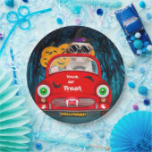 シーズー（犬）Tzu犬の車の怖いハロウィーン ペーパープレート (パーティー)