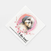 シーズー（犬）Tzu犬結婚のナプキンと犬の写真 スタンダードランチョンナプキン (角)