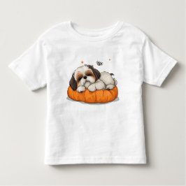 シーズー（犬）Tzu眠っている子犬Tシャツ トドラーTシャツ