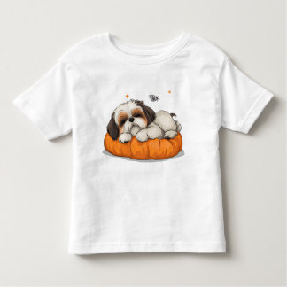 シーズー（犬）Tzu眠っている子犬Tシャツ トドラーTシャツ