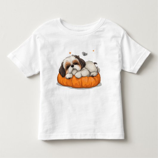シーズー（犬）Tzu眠っている子犬Tシャツ トドラーTシャツ (正面)
