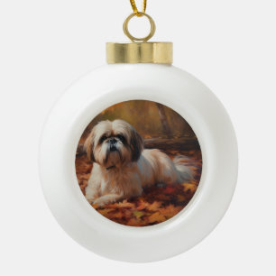 シーズー（犬）Tzu紅葉秋 インスパイア セラミックボールオーナメント