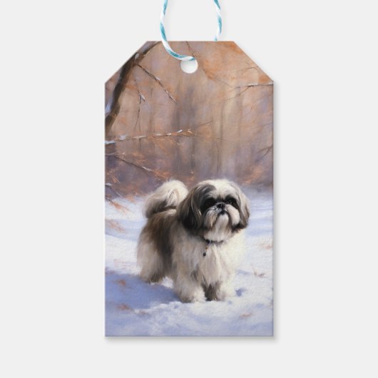 シーズー（犬）Tzu雪のクリスマス ギフトタグ (正面)