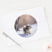 シーズー(犬)Tzu雪のクリスマス ラウンドシール (封筒)