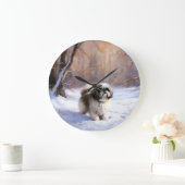 シーズー（犬）Tzu雪のクリスマス ラージ壁時計 (ホーム)