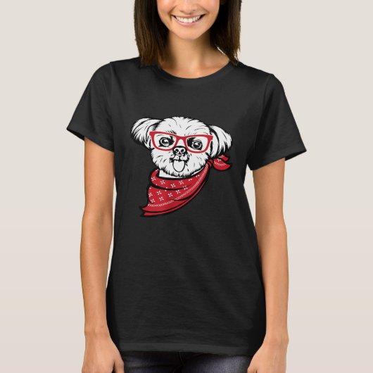 シーズー（犬）Tzu顔眼鏡 Tシャツ (正面)