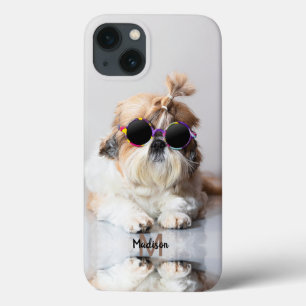 シーズー（犬）Tzu クールおもしろいかわいい写真カスタムモノグラム iPhone 13ケース