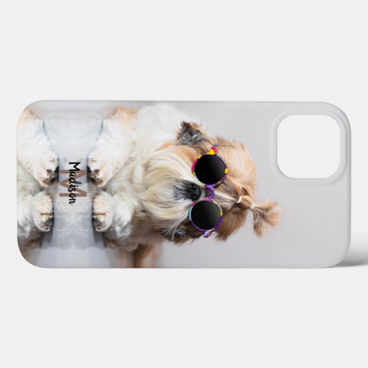 シーズー(犬)Tzu クールおもしろいかわいい写真カスタムモノグラム Case-Mate iPhoneケース (裏面 (横))