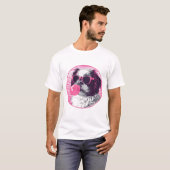 シーズー(犬)Tzu、サングラスとピンクバブルガム Tシャツ (正面フル)