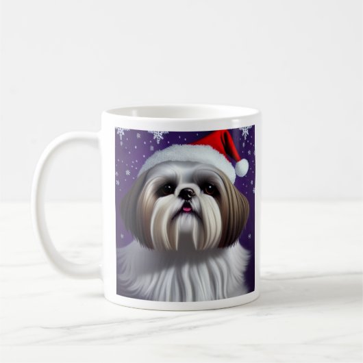 シーズー（犬）Tzu、サンタ、クリスマスコーヒーマグ コーヒーマグカップ (左)