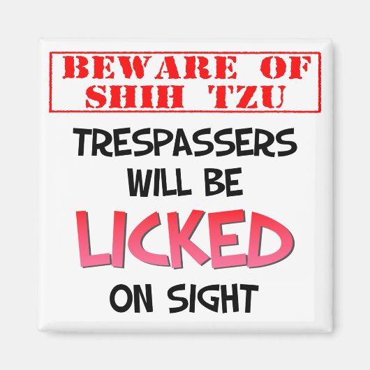 シーズー(犬)Tzu(白) 2インチ角磁石に注意 マグネット (正面)