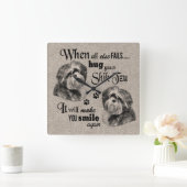 シーズー(犬)Tzu art whenすべてを失敗引用文 スクエア壁時計 (ホーム)