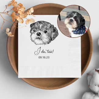 シーズー（犬）Tzu Dog パーソナライズされた I Does Too Napkins 縁ありカクテルナプキン