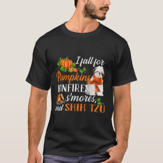 シーズー（犬）Tzu I秋カボチャ焚き火スモールとD Tシャツ