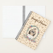 シーズー（犬）Tzu Long Hair Dog Paw Plint &フローラKute ノートブック (内側)