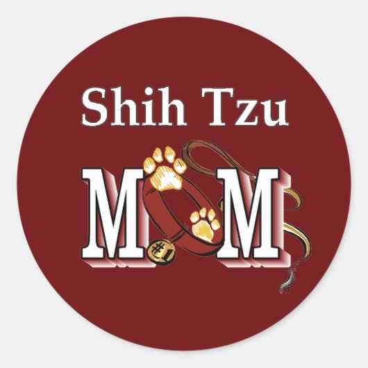 シーズー(犬)Tzu MOMギフト ラウンドシール (正面)