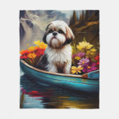 シーズー（犬）Tzu on aパドル：風光明媚な冒険 フリースブランケット (正面)