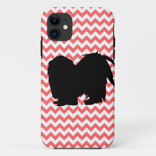 シーズー(犬) Tzu Silhouettの色シェブロンを選びます iPhone 11 ケース