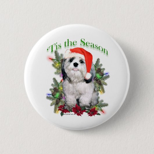 シーズー（犬）Tzu'Tis the Season – ボタン 缶バッジ (正面)