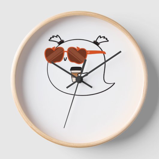 シーズ不気味ンキュート幽霊クラシックTシャツ 壁時計 (正面)