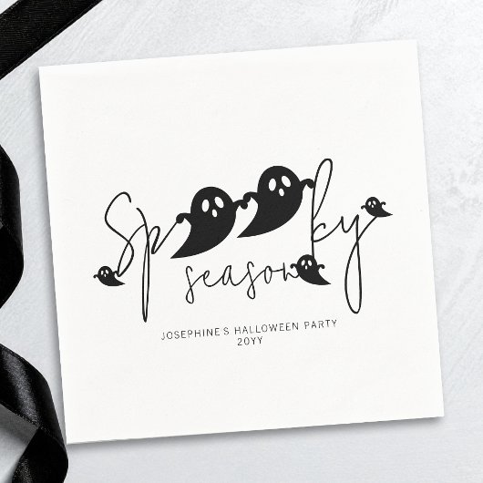 シーズ不気味ンシンプルブラック幽霊モダンハロウィーン スタンダードカクテルナプキン