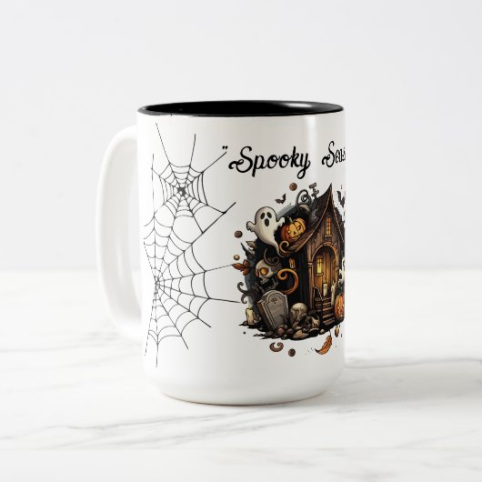シーズ不気味ンハ幽霊のよく出るロウィーンコーヒーマグ ツートーンマグカップ (正面左)