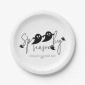 シーズ不気味ンブラック幽霊カスタムハロウィーン ペーパープレート (正面)