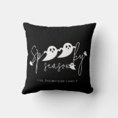 シーズ不気味ンホワイト幽霊ファミリー名ハロウィーン クッション (裏面)