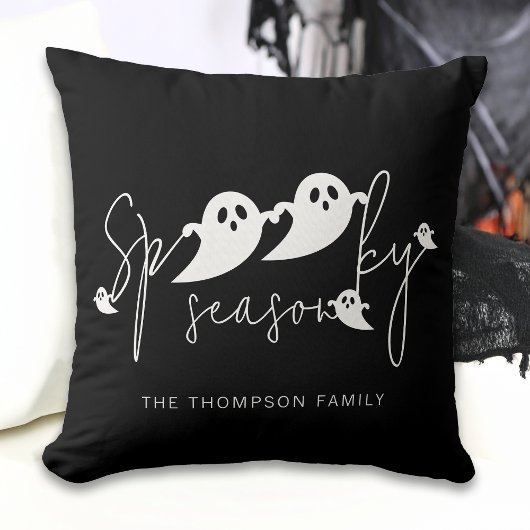 シーズ不気味ンホワイト幽霊ファミリー名ハロウィーン クッション