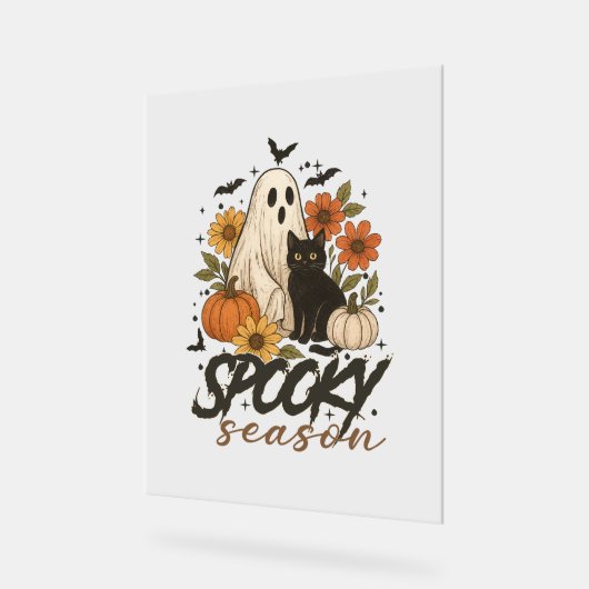 シーズ不気味ン幽霊レトロ不気味フローラハロウィーン アクリルサイン (傾斜)