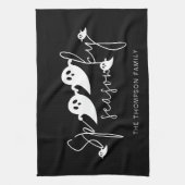 シーズ不気味ン文字とホワイト幽霊ハロウィーン キッチンタオル (縦)