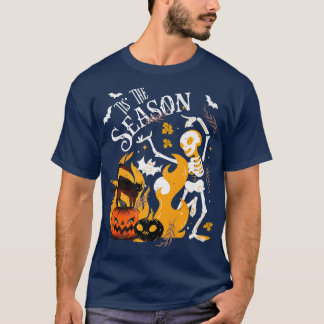 シーズ不気味ン踊りスケルトンブラックキャットハロウィーン Tシャツ