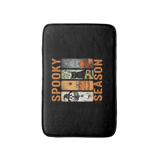 シーズ不気味ン – かわいい幽霊、黒猫、かぼちゃとH バスマット (正面縦)