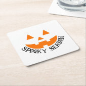 シーズ不気味ン&パンプキン顔ハロウィーン スクエアペーパーコースター (アングル)