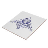 シーズ地獄オーナメントフリーズブルー&ホワイト タイル (側面)